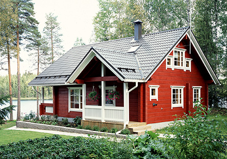Wohnblockhaus und Holzrahmenhaus